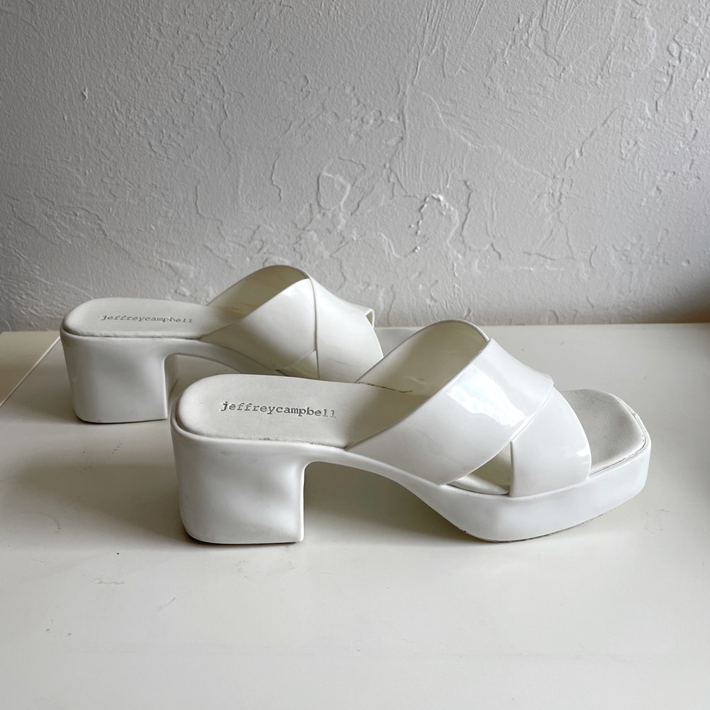 White Jelly Slide Platform Sandals Sz 6